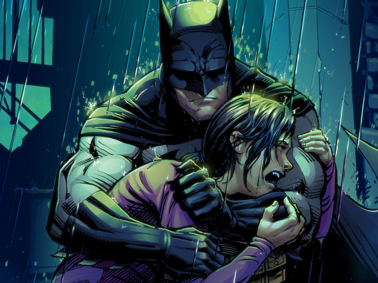Batman y Robin llorando por los despidos de DC.
